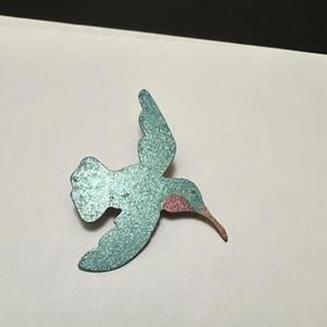 Hand Painted Metal Brooch Pin Hummingbird Bird